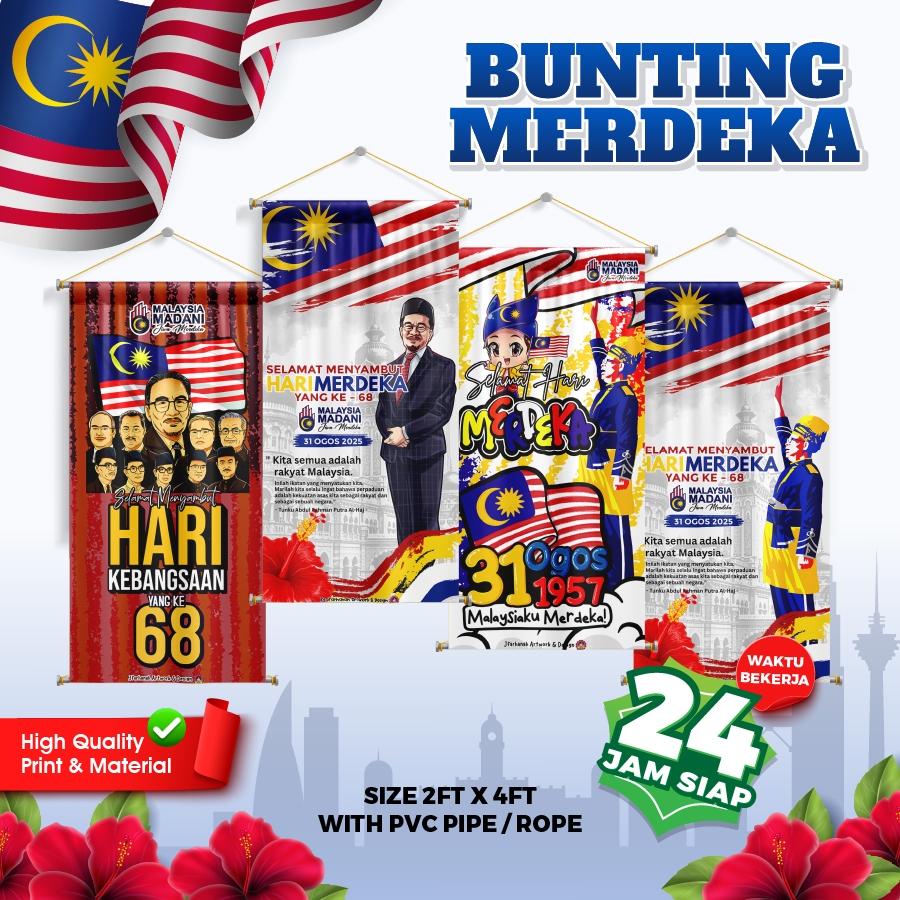 BUNTING HARI MERDEKA SIZE 2FT X 4FT READY STOCK | Shopee Malaysia