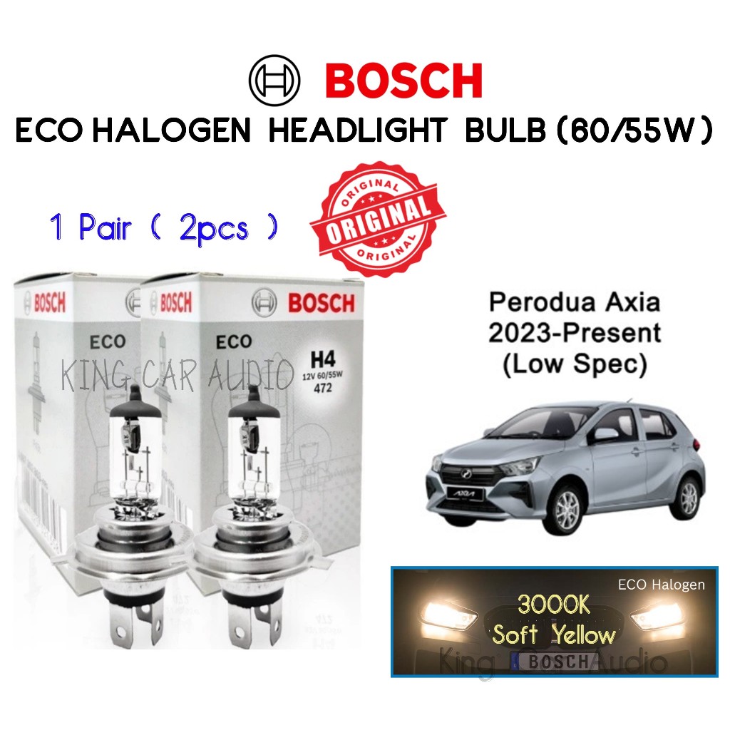 Perodua Axia 2023-Present (Low Spec)~ Sepasang Bosch Eco Halogen Car ...