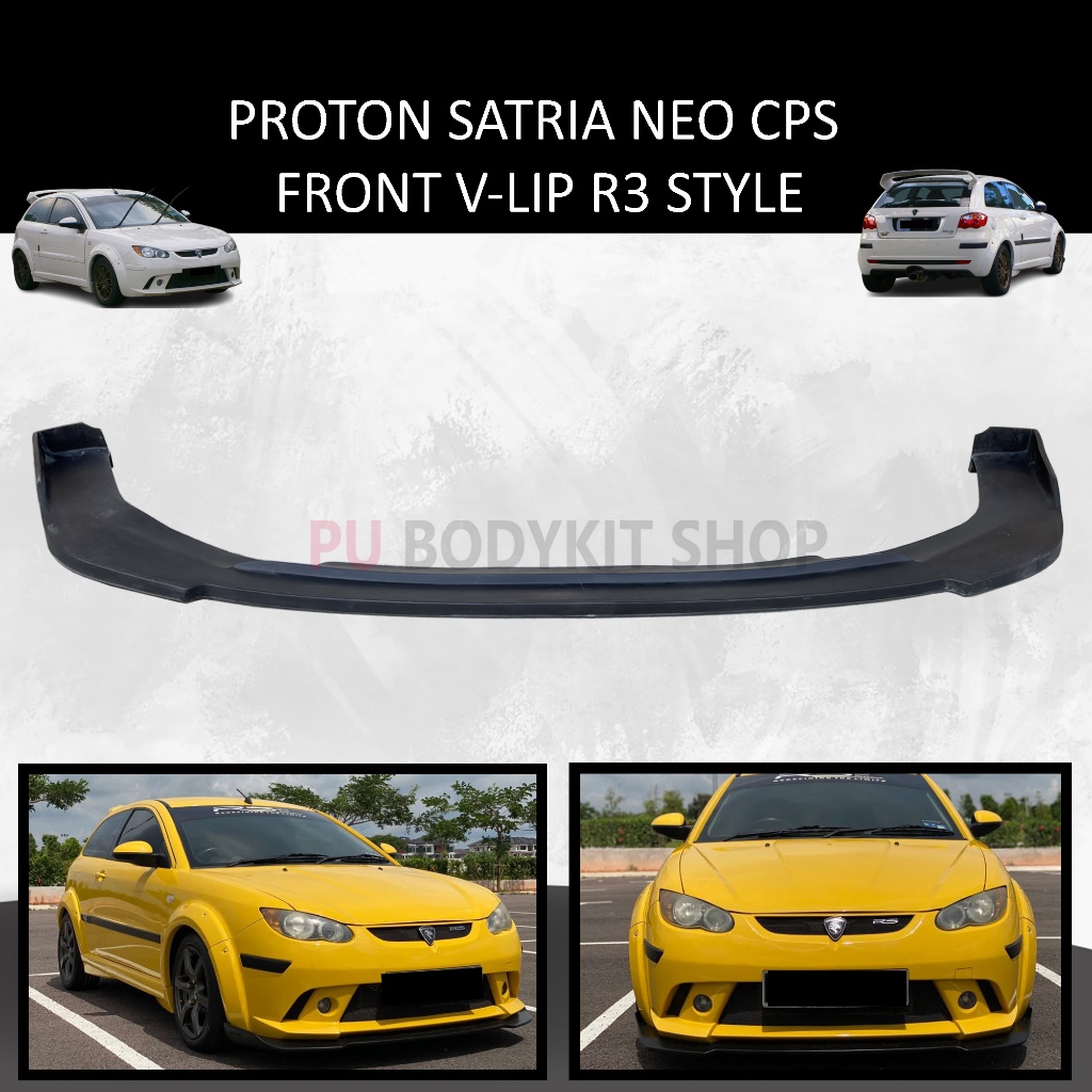 PROTON SATRIA NEO CPS FRONT V-LIP R3 STYLE MATERIAL PU GETAH SKIRT ...