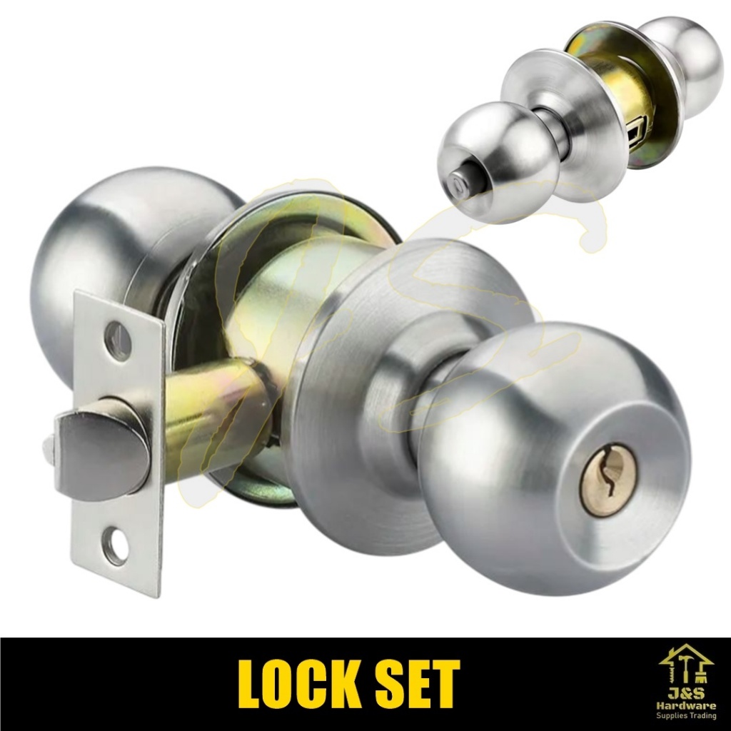 3871SS Cylindrical Round Door Knob Lock. Interior Door Lock Set. Kunci ...