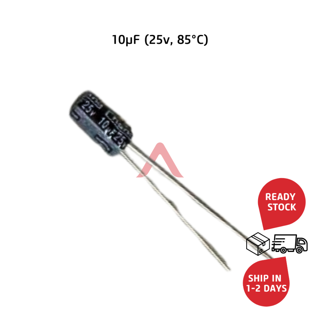 Electrolytic Capacitor (E-Cap): 10μF (25V, 85°C) | Shopee Malaysia