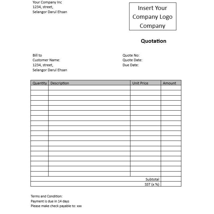 STANDARD QUOTATION TEMPLATE | Shopee Malaysia