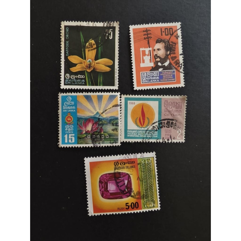 AL042 Sri Lanka genuine postage stamps 5 different mixed used | Shopee ...