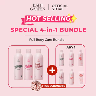 Bath Garden Special 4-in-1 Bundle Sakura White Tea Coconut Hibiscus Rose Local Brand Bath Shower Gel Body