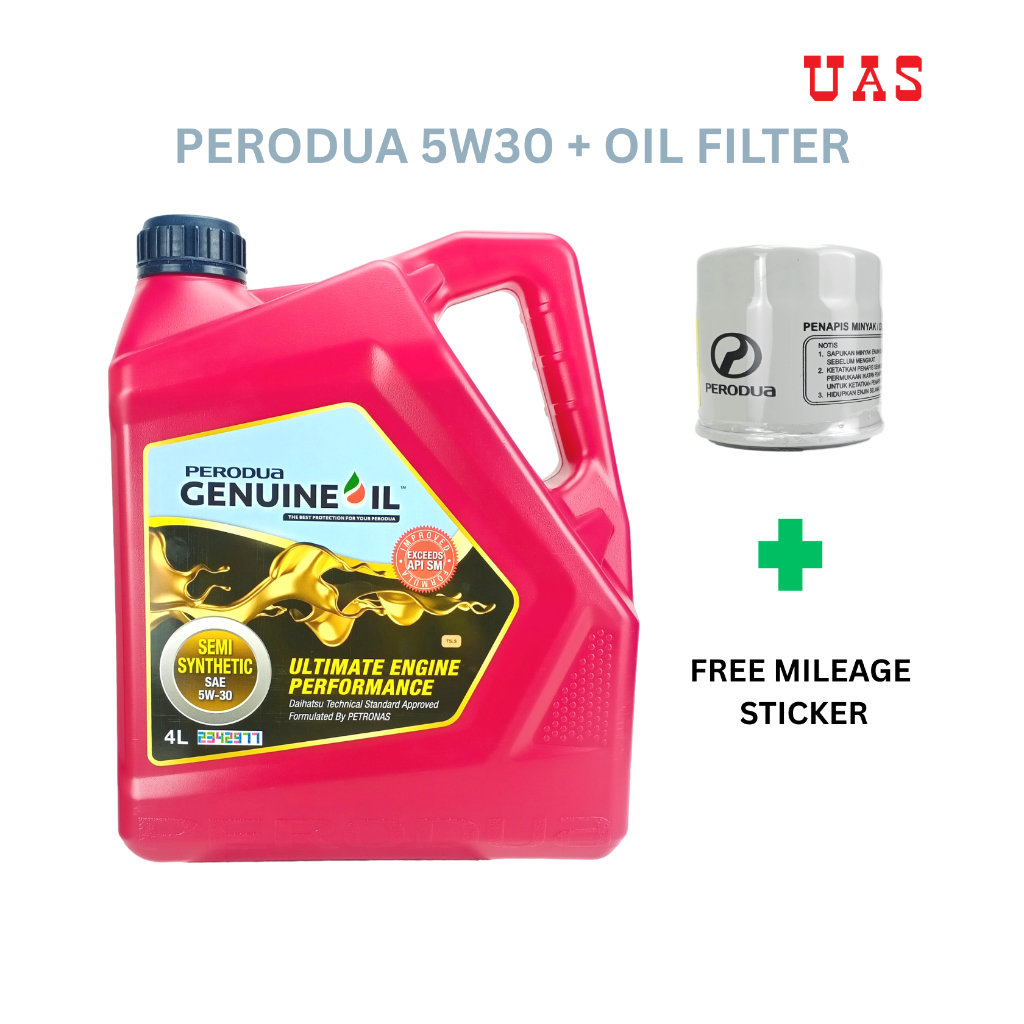 PERODUA 5W30 Semi Synthetic Engine Oil 4L With Oil Filter For MYVI Alza ...