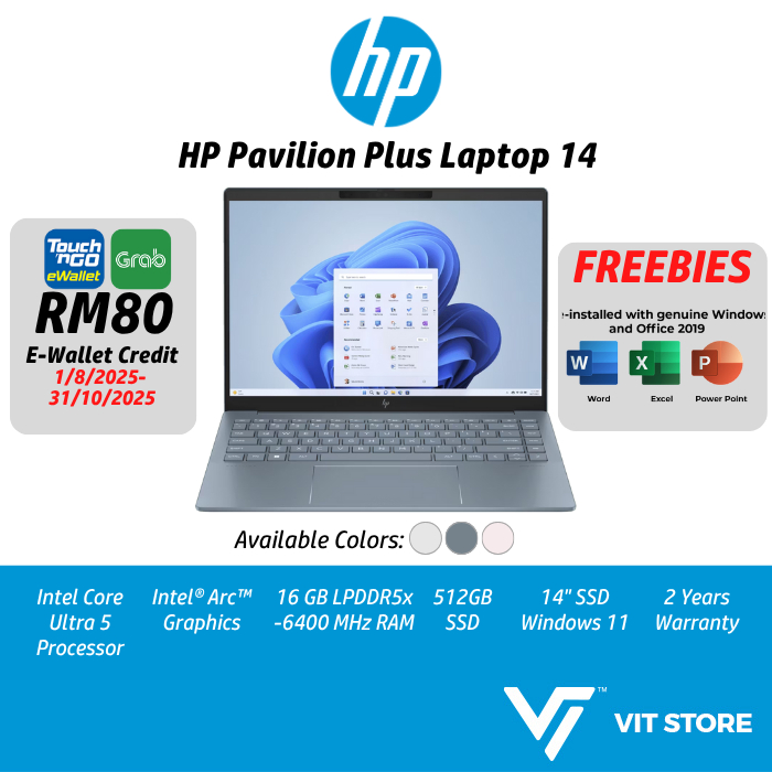 Komputer riba HP Pavilion Plus 14-ew1015TU Intel Ultra 5 8GB 512GB ...