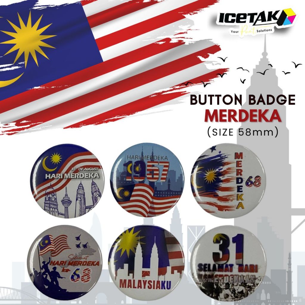 BUTTON BADGE MERDEKA 2025. AKSESORI KEMERDEKAAN MALAYSIA | Shopee Malaysia
