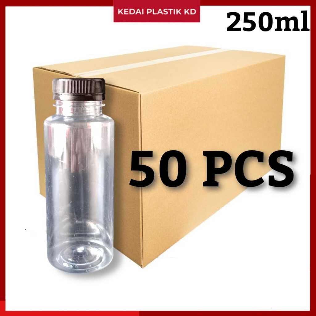 50pcs EMPTY WATER BOTTLE 250ml WIDE CAP (round) AIR BOTOL KOSONG (BULAT ...