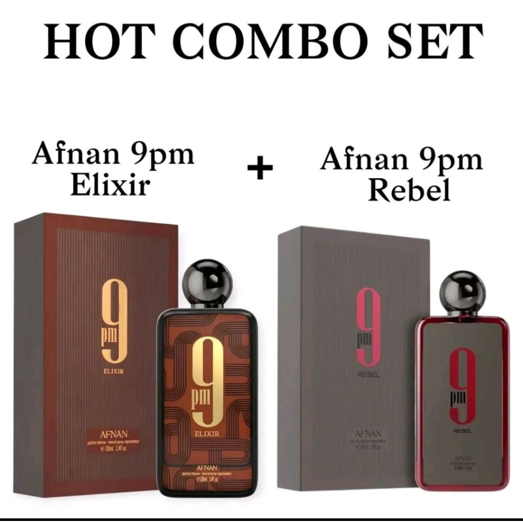 HOT COMBO SET (9PM ELIXIR 100ML + 9P REBEL 100ML) BY AFNAN | Shopee ...