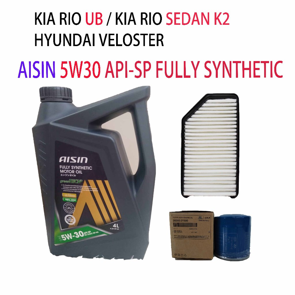 HYUNDAI VELOSTER, KIA RIO UB AIR FILTER + OIL FILTER + AISIN 5W30 API ...