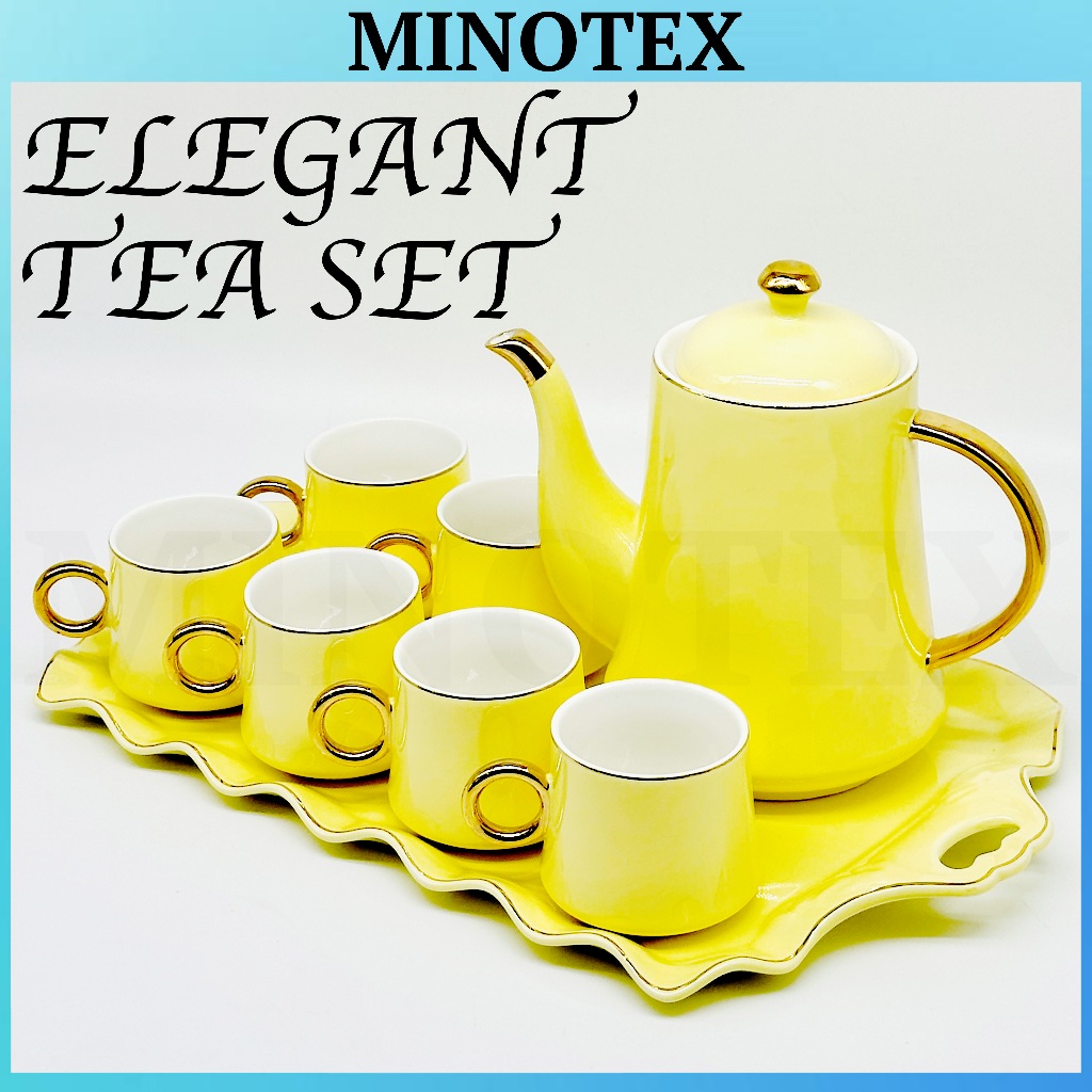 Luxury Porcelain Teaset (9pcs) with Teapot, 6 Cups , Tray and gift ...