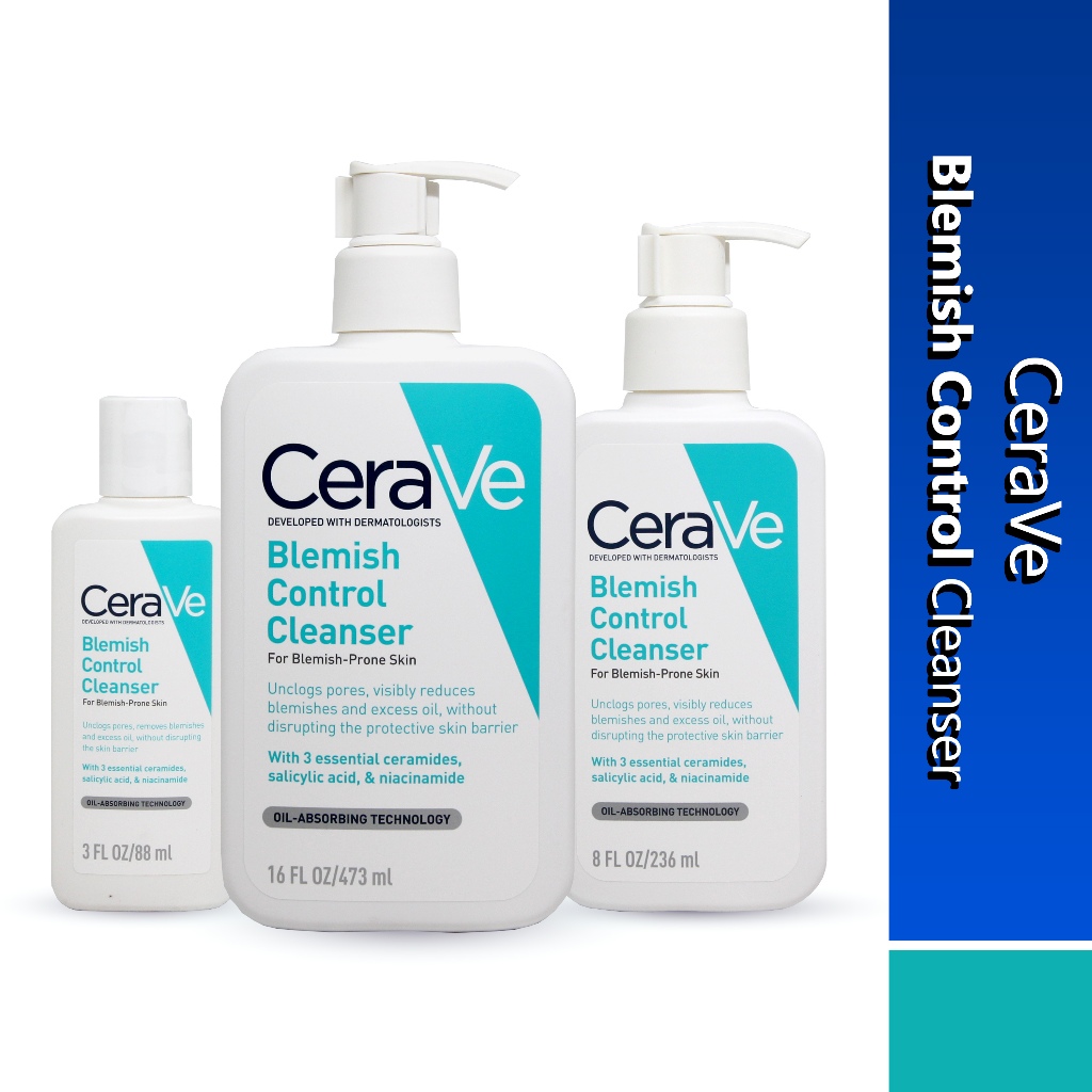 CeraVe Blemish Control Cleanser (For Blemish-Prone Skin) Fragrance Free ...