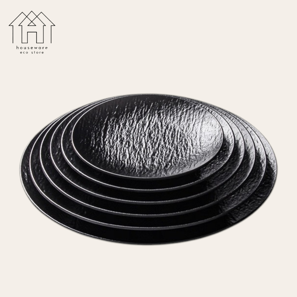 Premium Black Melamine Plate Dish Disc | Food Plate Dinner Buffet ...