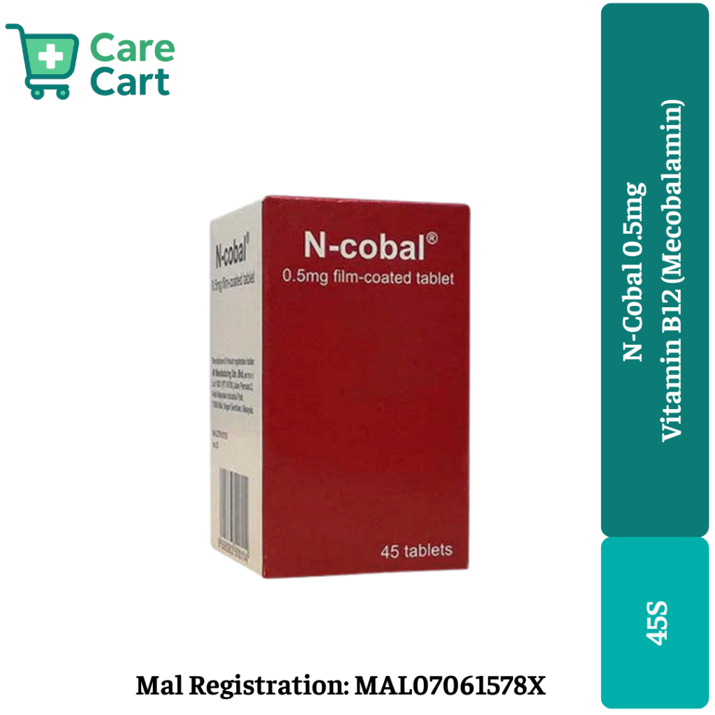 N-Cobal 0.5mg Tablets 45’s – Mecobalamin (Vitamin B12) Supplement ...