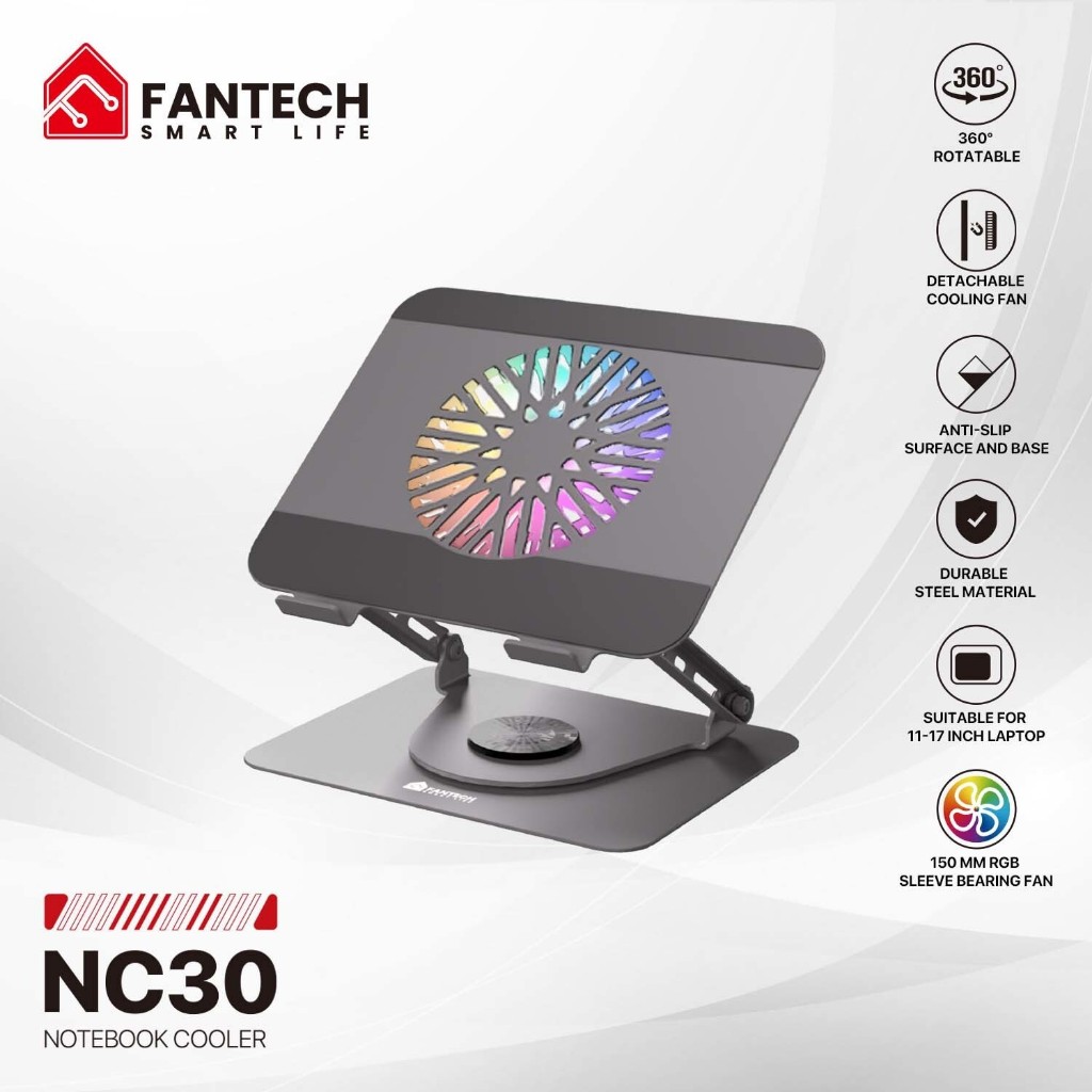 FANTECH NC30 NOTEBOOK COOLER WITH 360 ROTATABLE | Shopee Malaysia