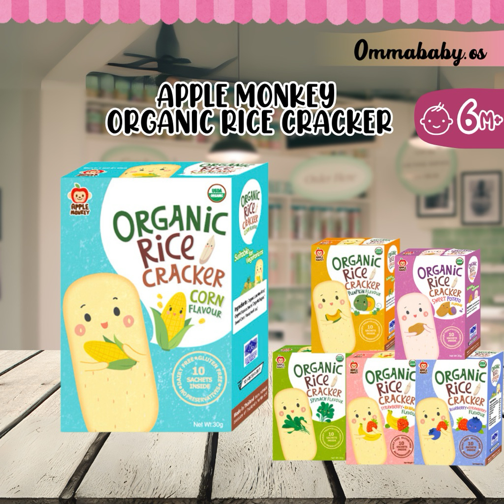 Apple Monkey Organic Rice Cracker [8m+] | Shopee Malaysia