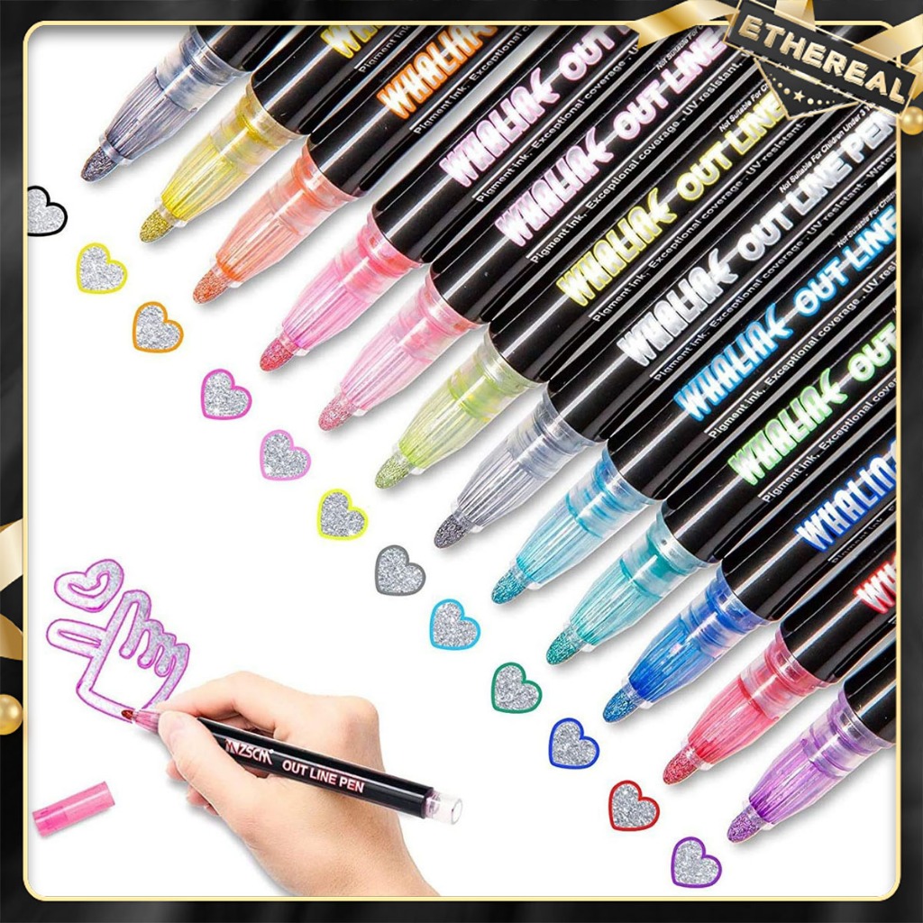 8 Color Outline Double Line Art Pen Marker Pen DIY Graffiti Marker Pen ...