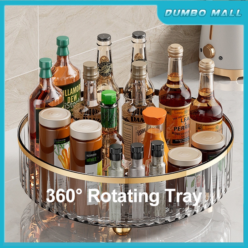 360° Rotating Tray Spice Rack Turntable Kitchen Organizer Seasoning ...