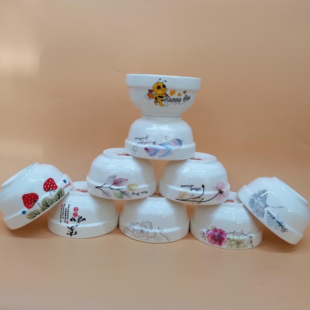 Underglaze 5in edge protection ceramic bowl household rice bowl salad ...