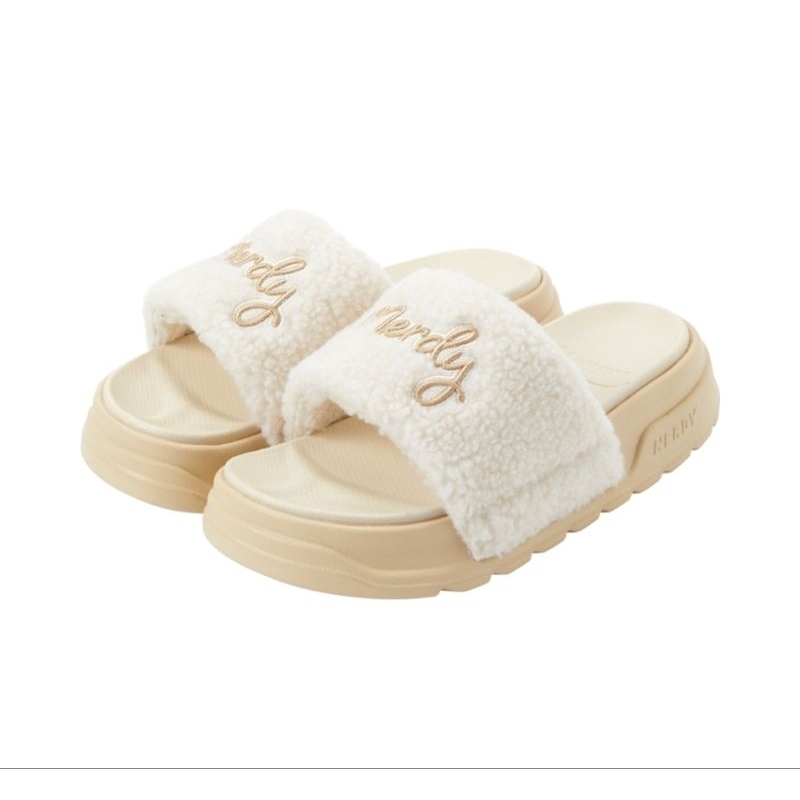 NERDY Korea 2024 Unisex Padding Slide/Lovely Letter Fleece