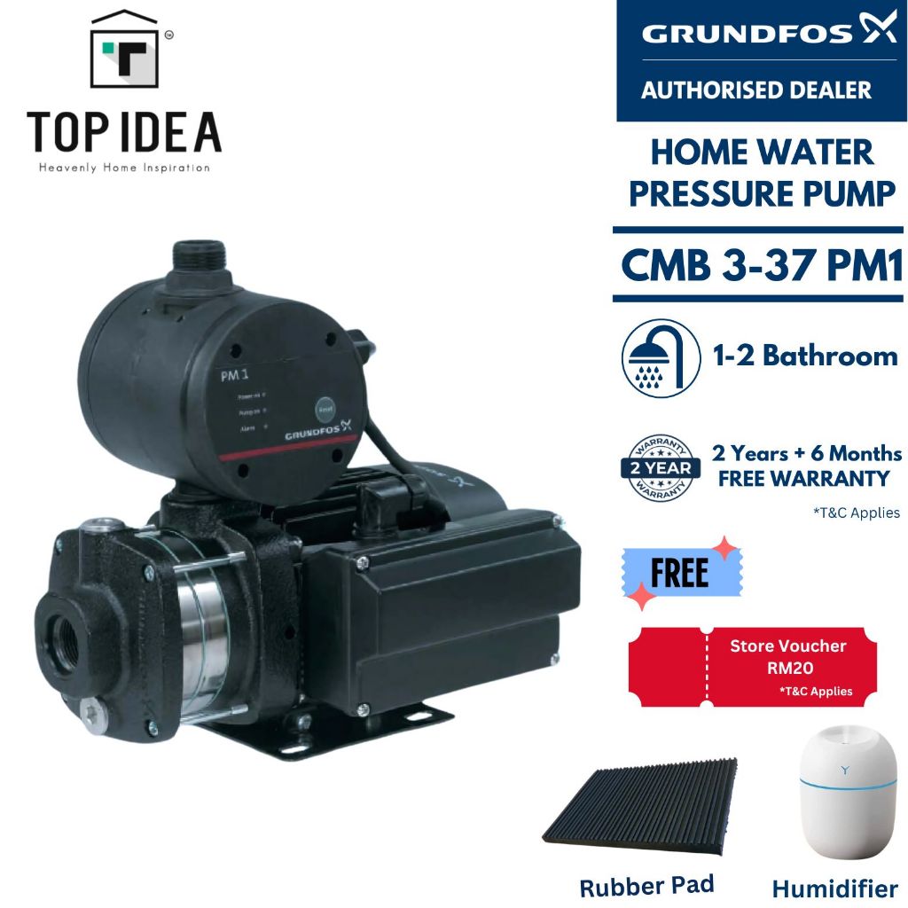 GRUNDFOS CMB 3-37 PM1 Automatic Home Water Pressure Booster Pump (1-2 ...