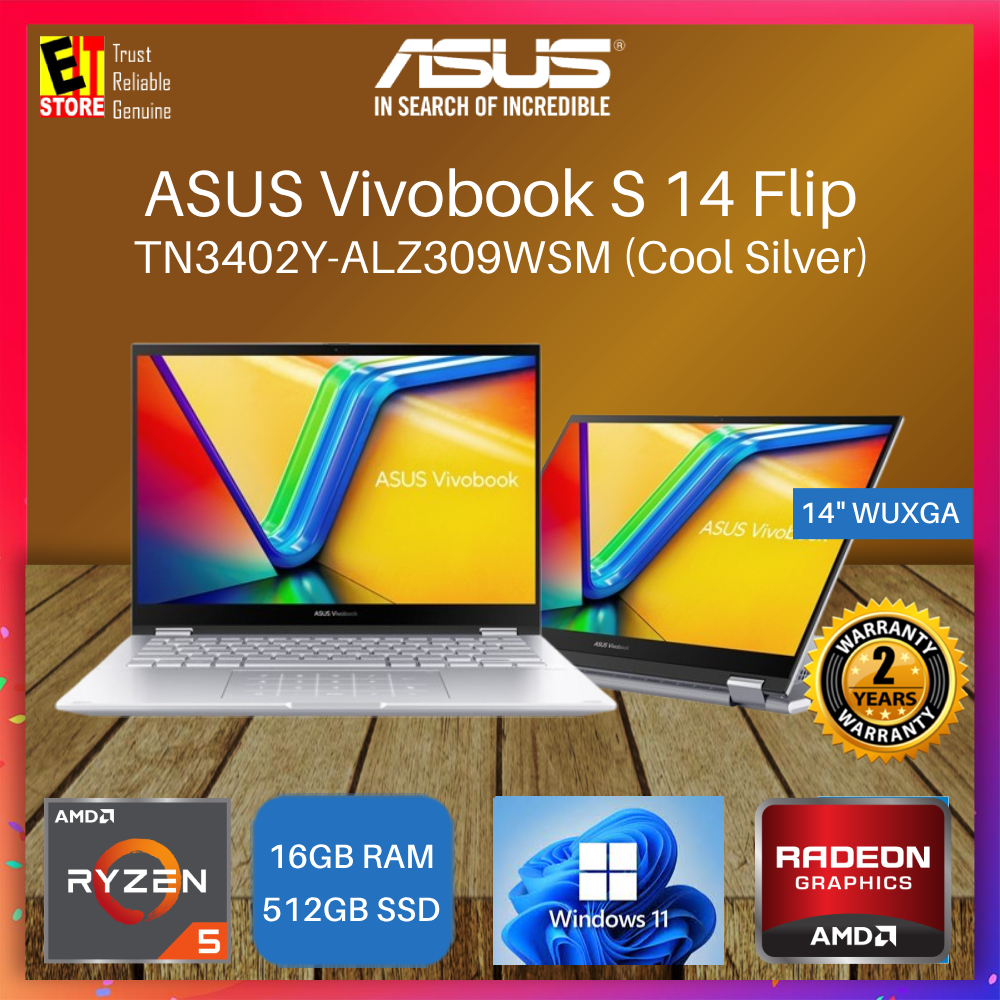 ASUS Vivobook S 14 Flip Laptop (R5-7430U OR R7-7730U/16GB/512GB SSD/Radeon  Graphics/14