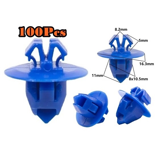 100Pcs Car Fastener Clip Bumper 8mm Side Skirt Panel Clip Guard Board ...