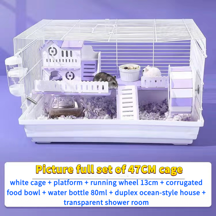 XL Hamster Cage 60x32x38cm Full Set 17cm Hamster Wheel Hamster Water Bottle Hamster house double decker stair platform Shopee Malaysia