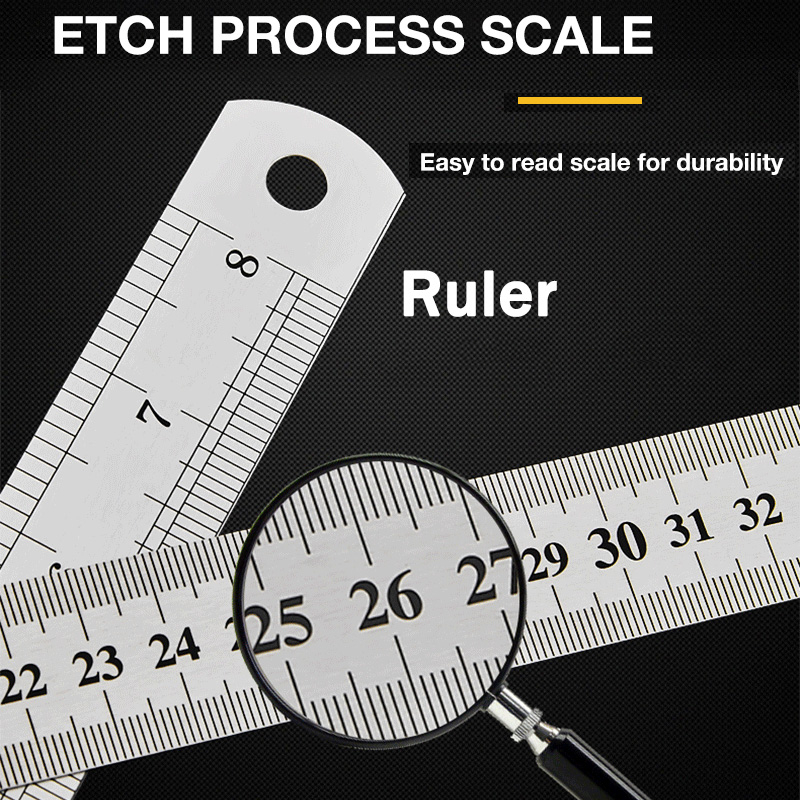 Stainless Steel Measuring Double-sided Scale Ruler 15/30/50/60 High ...