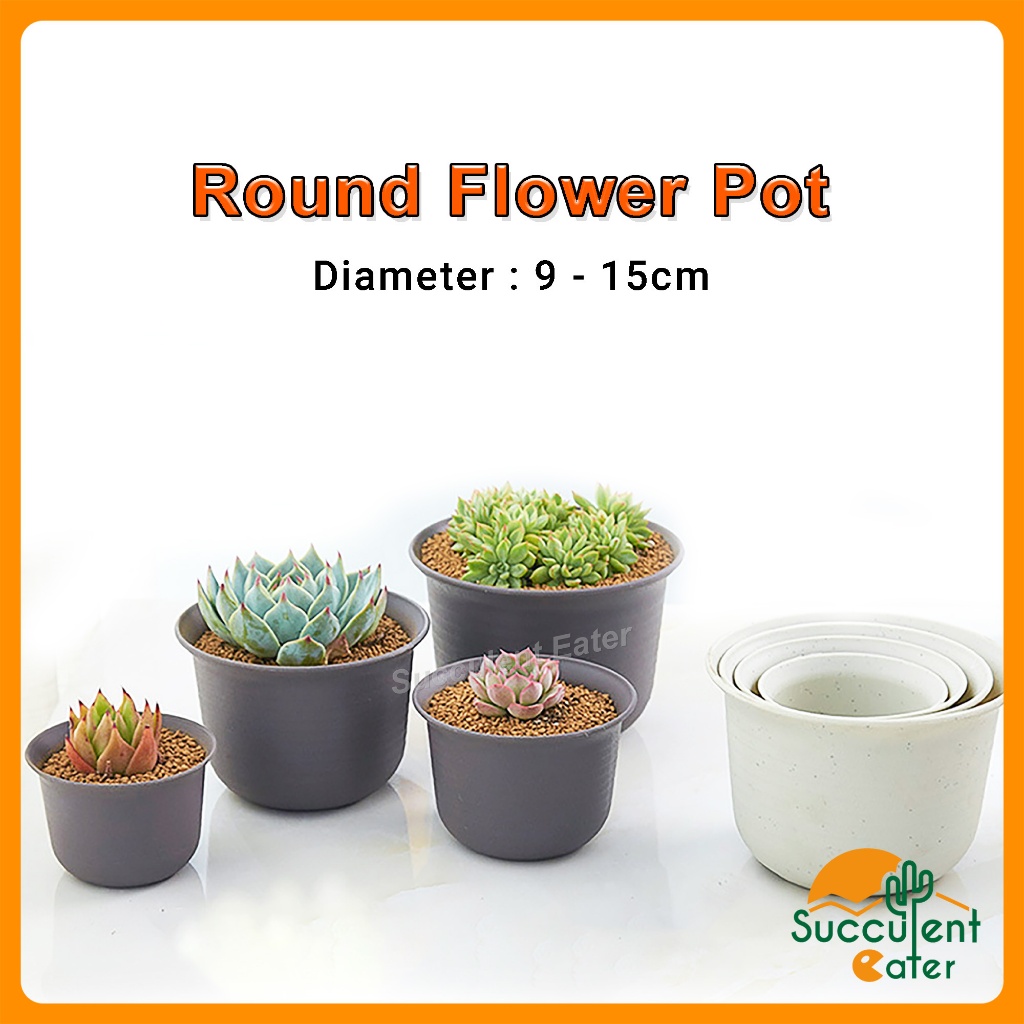 (Small) Round Plastic Pots Short Pasu Bunga 矮体圆塑料花盆 | Shopee Malaysia