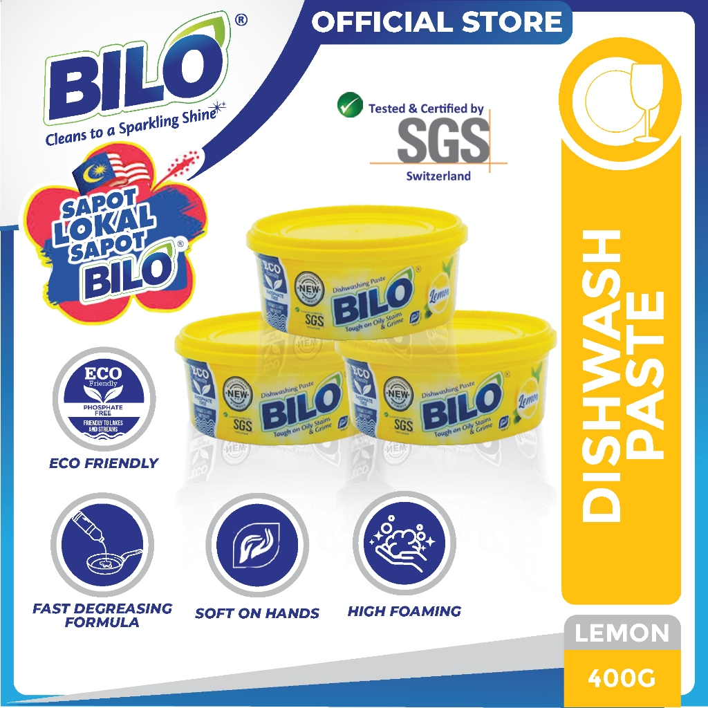 BILO DISHWASH PASTE 400G - LEMON - (BUNDLE : 3 X 400 GRAMS) | Shopee ...
