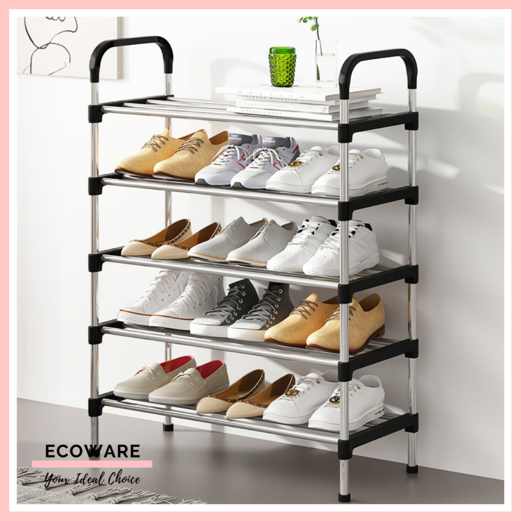 ECOWARE 3/4/5 Tier Stackable Shoe Rack Stainless Steel/ Rak Kasut ...