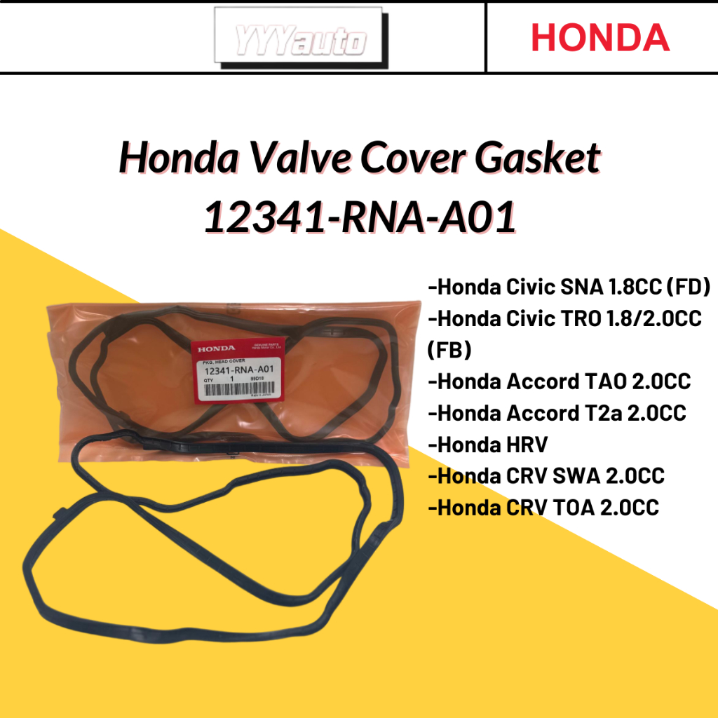 HONDA VALVE COVER GASKET 12341-RNA-A01 HONDA CIVIC SNA 1.8 ACCORD TAO 2 ...