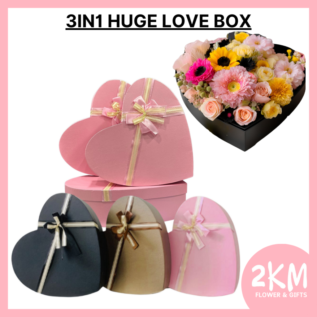 (3in1) HUGE LOVE Box Florist Bouquet Doorgift Gift Surprise Birthday ...