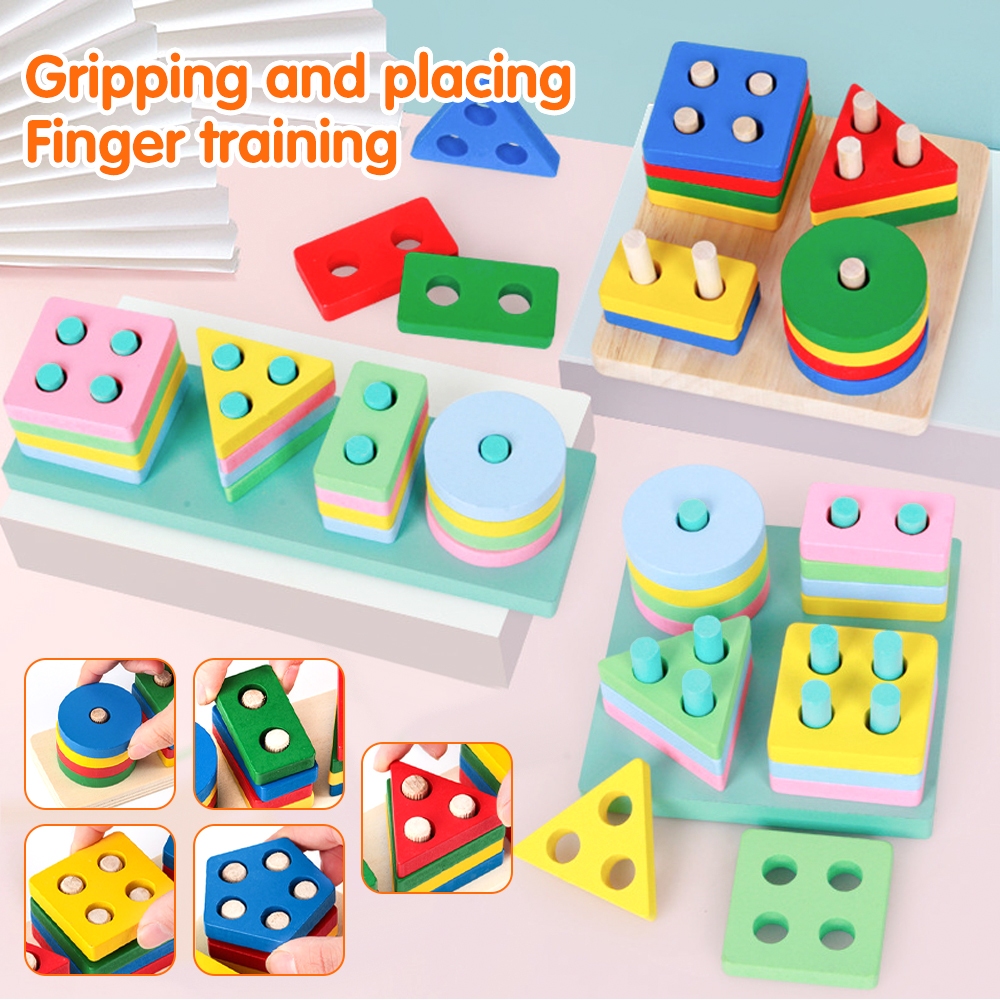 Payoe Wooden Blocks Matching Toy with Cube Shape and Number Color ...