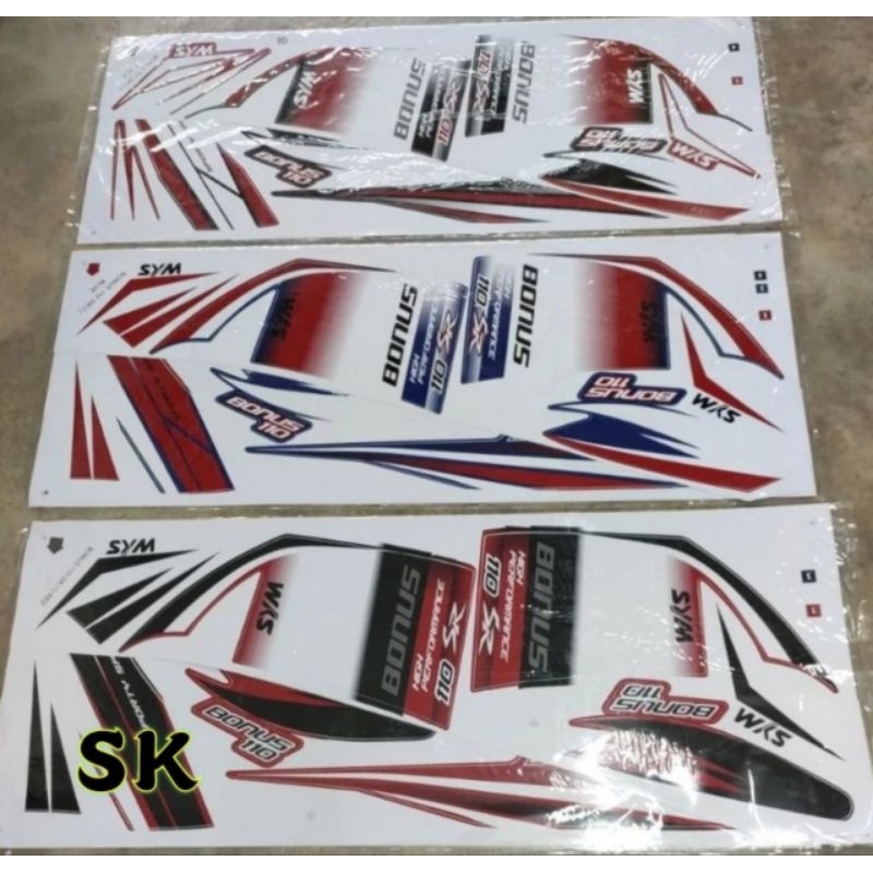 SYM BONUS 110 SR (1) STRIPE BODY STICKER STIKER (READY STOCK ...