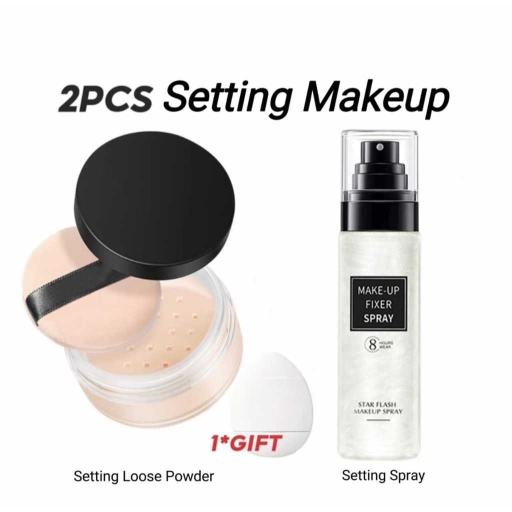 2PCS Matte Oil Control Loose Setting Powder + Make up Long lasting ...