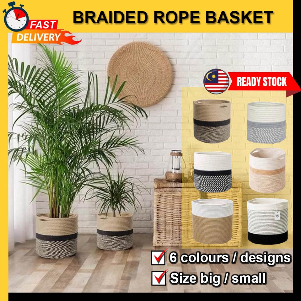 Braided Rope Baskets Flower Pot Storage Basket Pasu Bunga | Shopee Malaysia