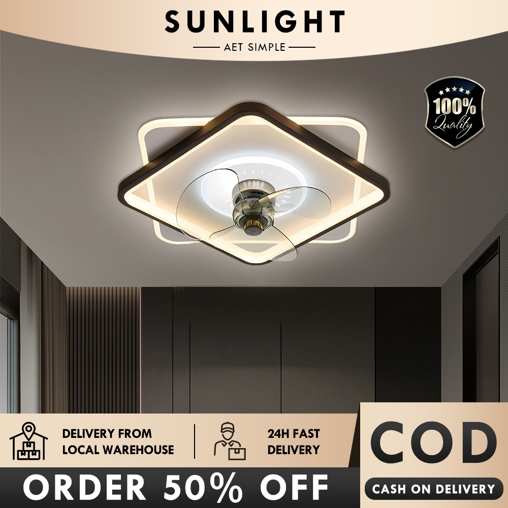 LED ceiling fan light Square decorative fan light Remote control ...