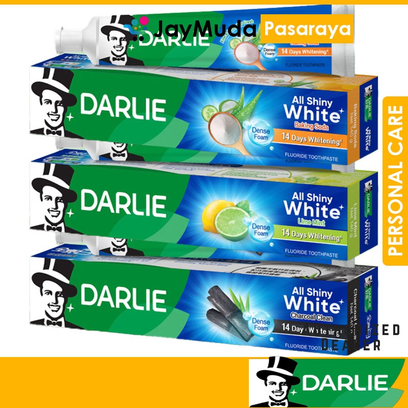 Darlie All Shiny White Toothpaste 2x140g Ubat Gigi Lime Charcoal Aloe