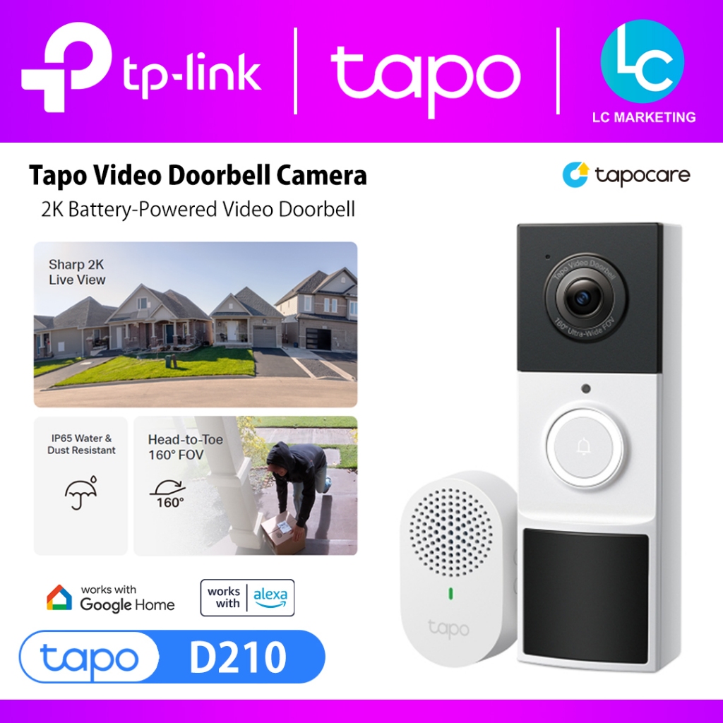 TP-Link TAPO D210 Smart Wireless Video Doorbell Camera 2K 3MP Full ...
