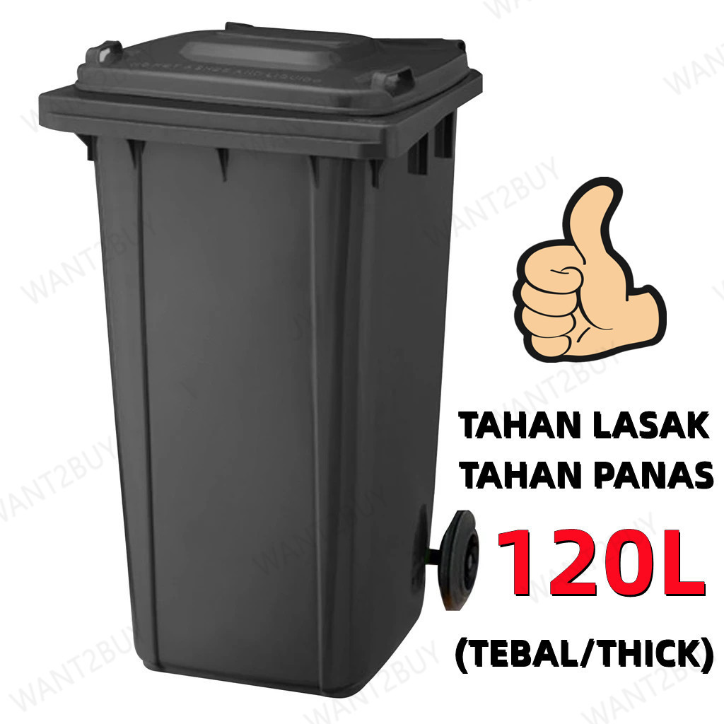100/120/240L Outdoor Large Heavy Duty Dustbin Tong Sampah Bertutup ...