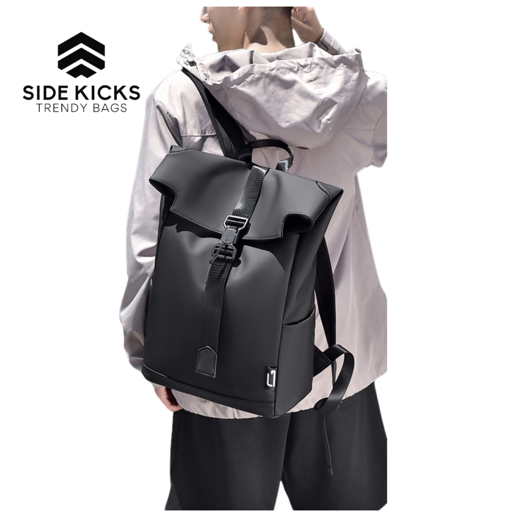 SIDE KICKS Magnetic Buckle PU Backpack 15.6' Laptop Men Woman Beg Galas ...