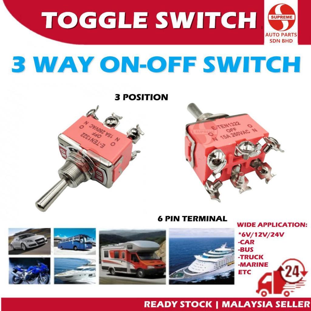 S2U AC 250V/10A 125V/15A DPDT 3 Position ON/OFF/ON 3 Pins Toggle Switch ...