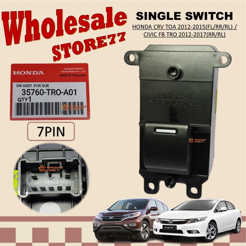 ORIGINAL | HONDA CRV CR-V TOA CIVIC FB TRO POWER WINDOW SINGLE SWITCH ...