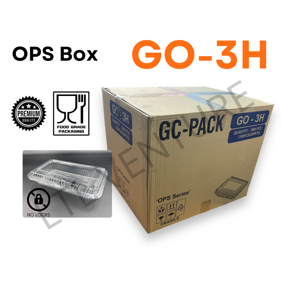 (100Pcs) OPS GO-3H Bakery Box Clear/Transparent GC OPS Kuih Tray/Same ...