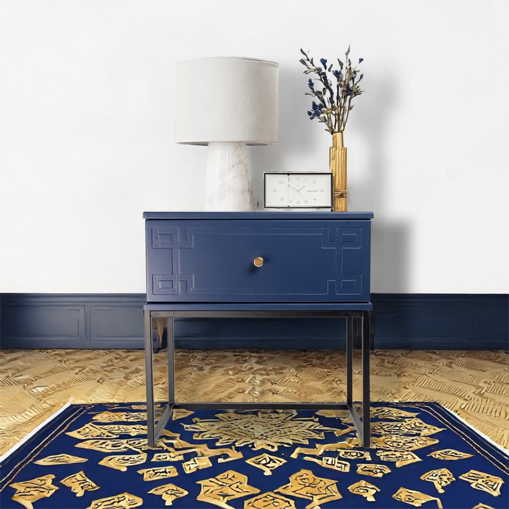 Morena (Pattern) Bedside Table with Drawer Bedroom Furniture (EM227 ...