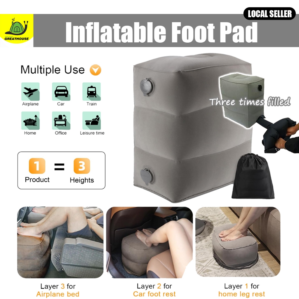 Inflatable Travel Pillow Foot Rest Kids Car Airplane Sleeping Bed Leg ...