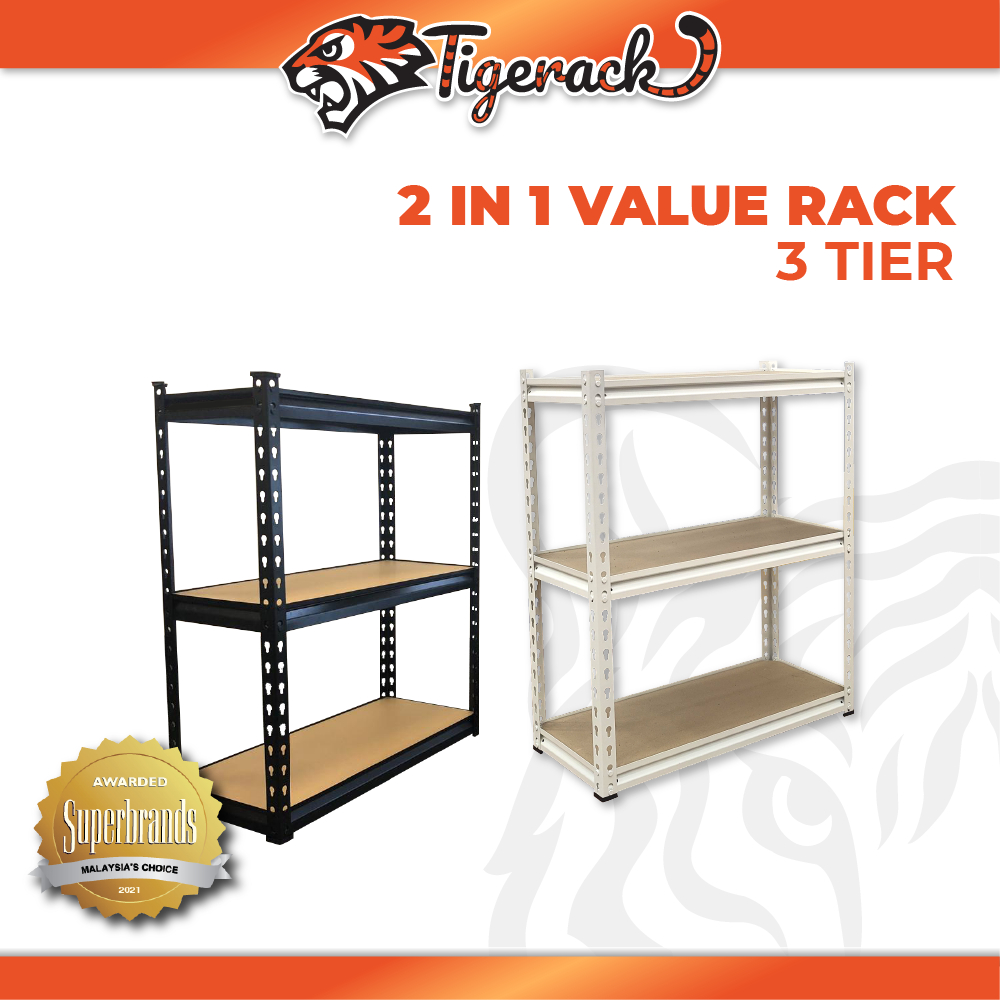 TIGERACK 3 Tier Multipurpose Boltless Rack Heavy Duty Metal Rack Shelf ...