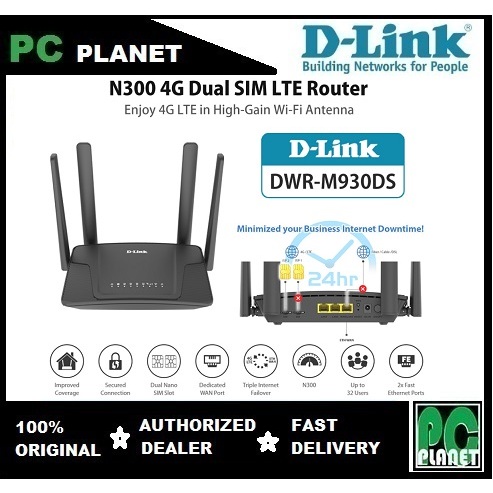 D-LINK DWR-M930DS 4G LTE Wireless Dual Sim Card WiFi Router Support all ...